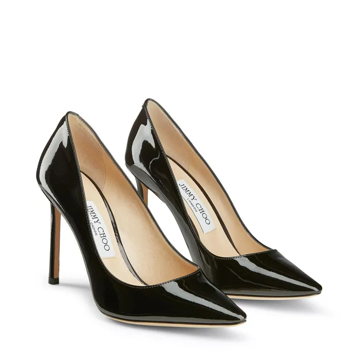 Romy 100 Black Patent Leather Pointy Toe Pumps Black Women JIMMY CHOO Pumps