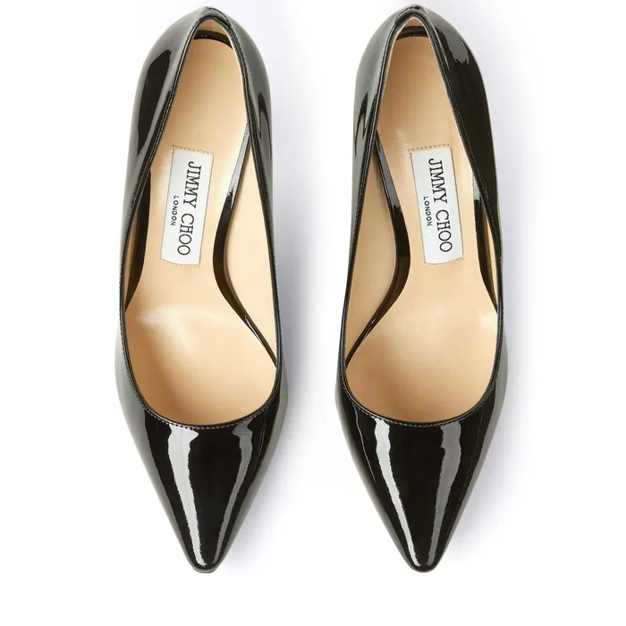 Romy 100 Black Patent Leather Pointy Toe Pumps Black Women JIMMY CHOO Pumps