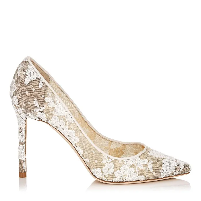 Romy 100 Ivory Floral Lace Pointy Toe Pumps Ivory Women JIMMY CHOO Bridal Shoes Romy 100 Ivory Floral Lace Pointy Toe Pumps Ivory Women JIMMY CHOO Bridal Shoes