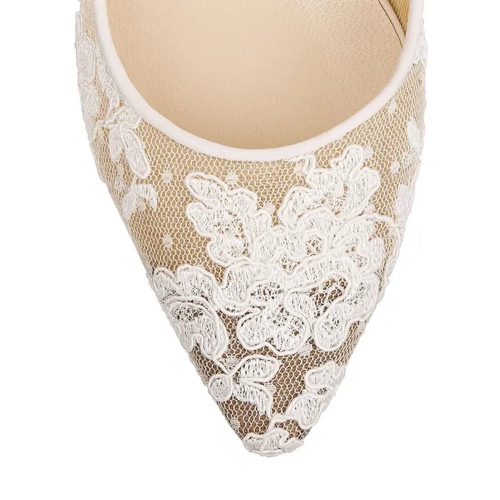 Romy 100 Ivory Floral Lace Pointy Toe Pumps Ivory Women JIMMY CHOO Bridal Shoes