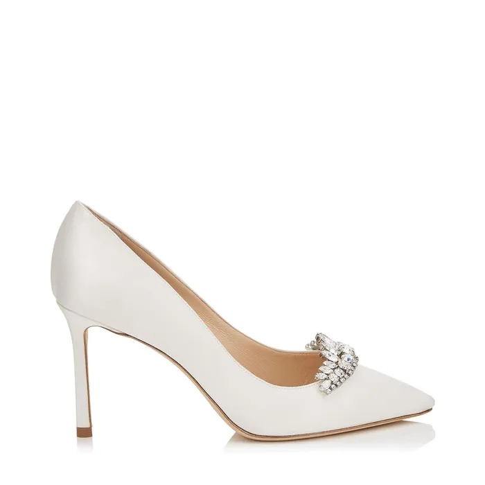 Romy 85 Ivory Satin Pointy Toe Pumps With Crystal Tiara Ivorycrystal Women JIMMY CHOO Bridal Shoes Romy 85 Ivory Satin Pointy Toe Pumps With Crystal Tiara Ivorycrystal Women JIMMY CHOO Bridal Shoes