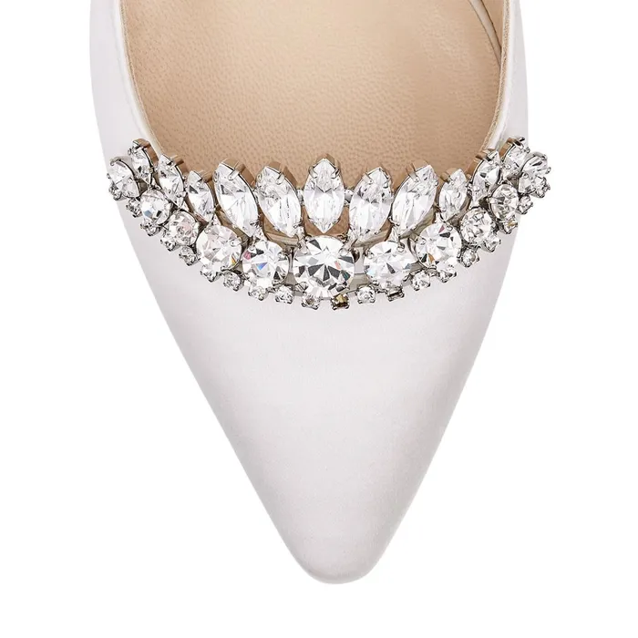 Romy 85 Ivory Satin Pointy Toe Pumps With Crystal Tiara Ivorycrystal Women JIMMY CHOO Bridal Shoes