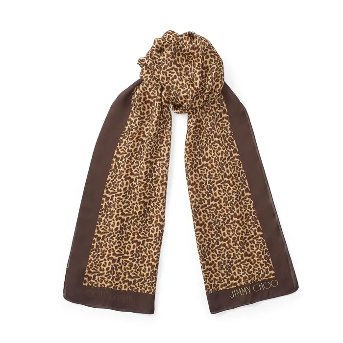 Rory Natural Leopard Print Silk Stole S510 Natural Women JIMMY CHOO Scarves and Hats
