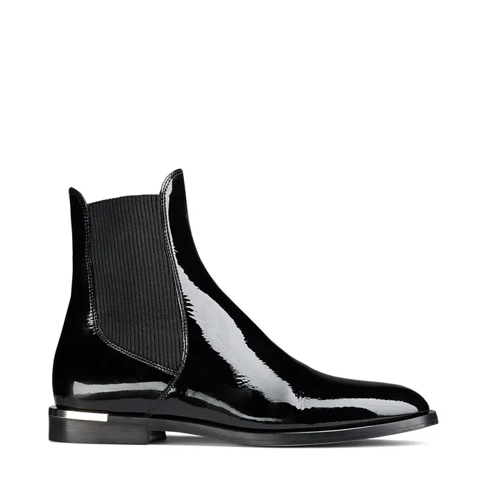 Rourke Flat Black Shiny Naplack Ankle Boots Black Women JIMMY CHOO Boots