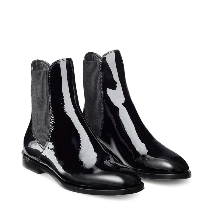Rourke Flat Black Shiny Naplack Ankle Boots Black Women JIMMY CHOO Boots