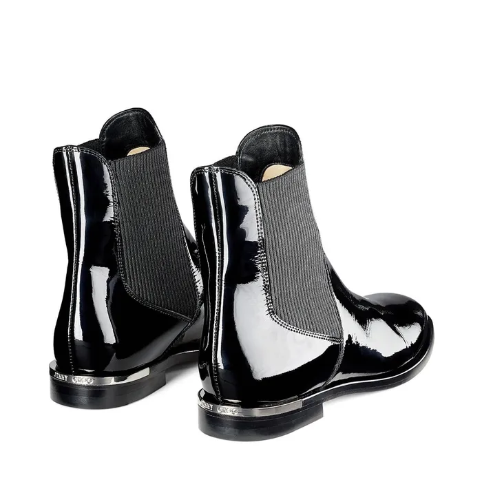 Rourke Flat Black Shiny Naplack Ankle Boots Black Women JIMMY CHOO Boots
