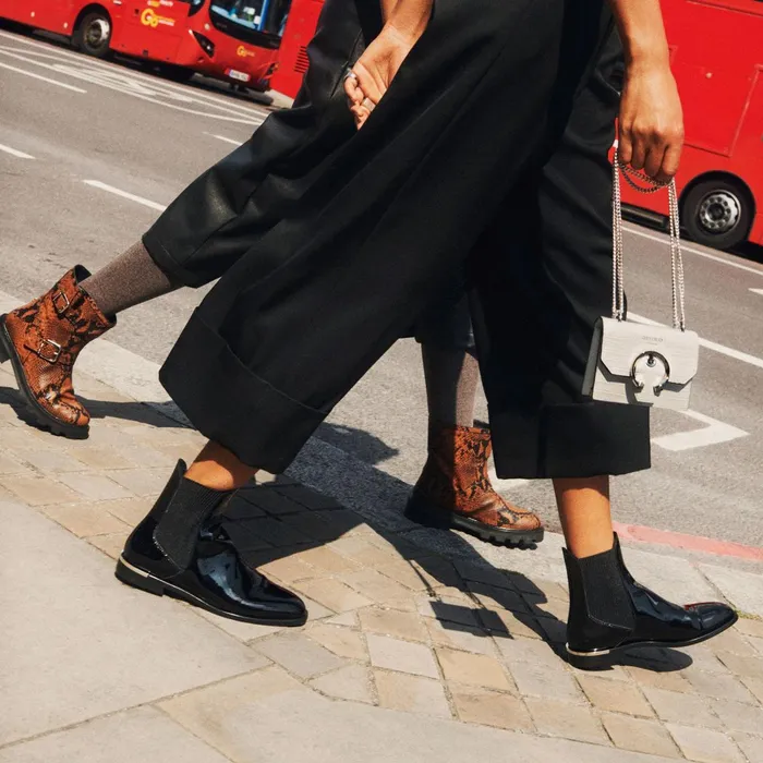 Rourke Flat Black Shiny Naplack Ankle Boots Black Women JIMMY CHOO Boots