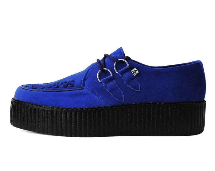 Royal Blue Velvet Viva Mondo Creeper Women TUK Shoes Vegan Royal Blue Velvet Viva Mondo Creeper Women TUK Shoes Vegan
