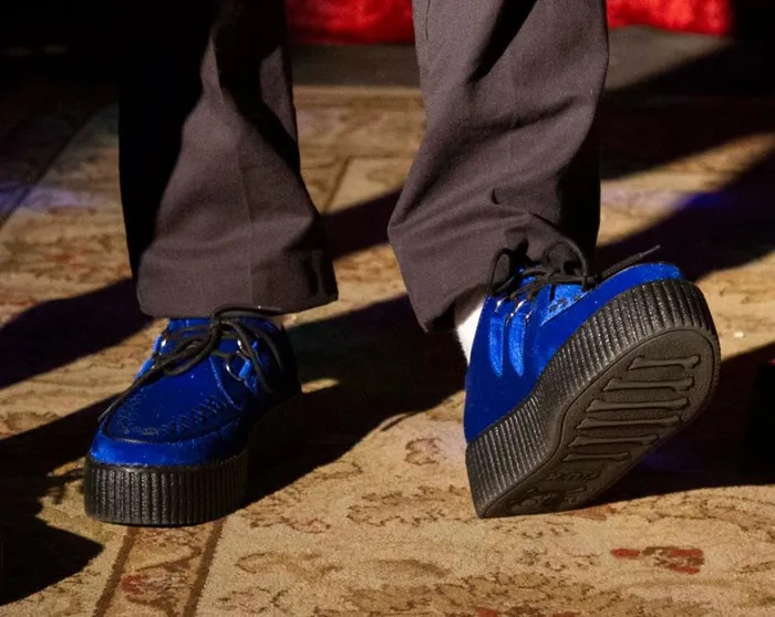 Royal Blue Velvet Viva Mondo Creeper Women TUK Shoes Vegan Royal Blue Velvet Viva Mondo Creeper Women TUK Shoes Vegan