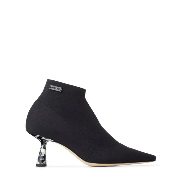 Saber 65 Black Knit Sock Boots With Marble Heel Black Women JIMMY CHOO Boots