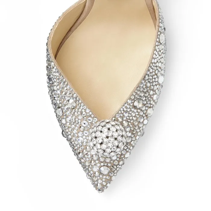 Sabine 85 Nude Suede D039Orsay Pumps With Hotfix Crystals And Sphere Detail Nudecrystal Women JIMMY CHOO Bridal Shoes
