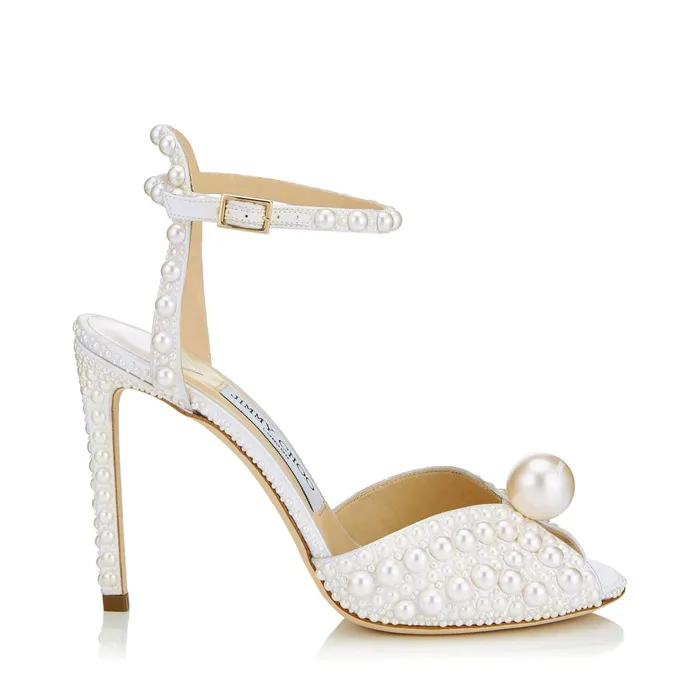 Sacora 100 White Satin Sandals With All Over Pearls Whitewhite Women JIMMY CHOO Sandals Sacora 100 White Satin Sandals With All Over Pearls Whitewhite Women JIMMY CHOO Sandals