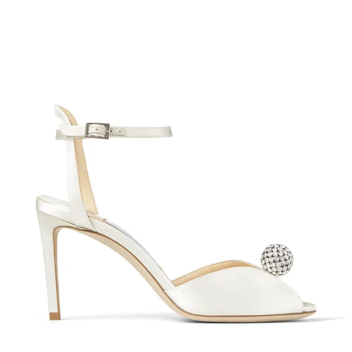 Sacora 85 Ivory Satin Sandals With CrystalEmbellished Pearl Ivorycrystal Women JIMMY CHOO Bridal Shoes Sacora 85 Ivory Satin Sandals With CrystalEmbellished Pearl Ivorycrystal Women JIMMY CHOO Bridal Shoes