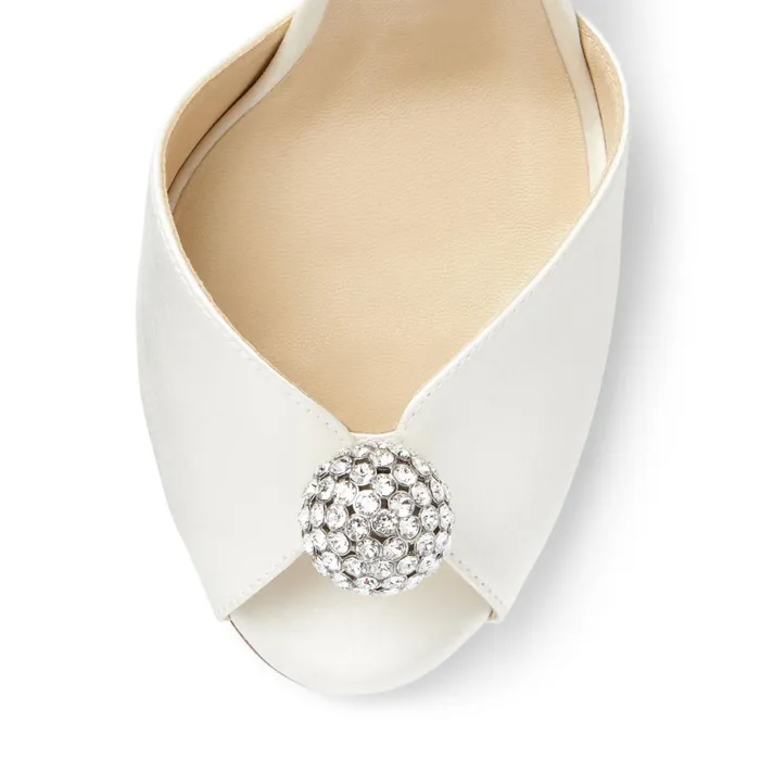 Sacora 85 Ivory Satin Sandals With CrystalEmbellished Pearl Ivorycrystal Women JIMMY CHOO Bridal Shoes