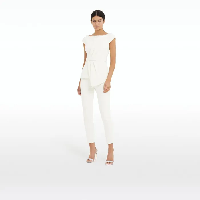 Safiyaa Adrianna Ivory Slim Trousers Women Trousers
