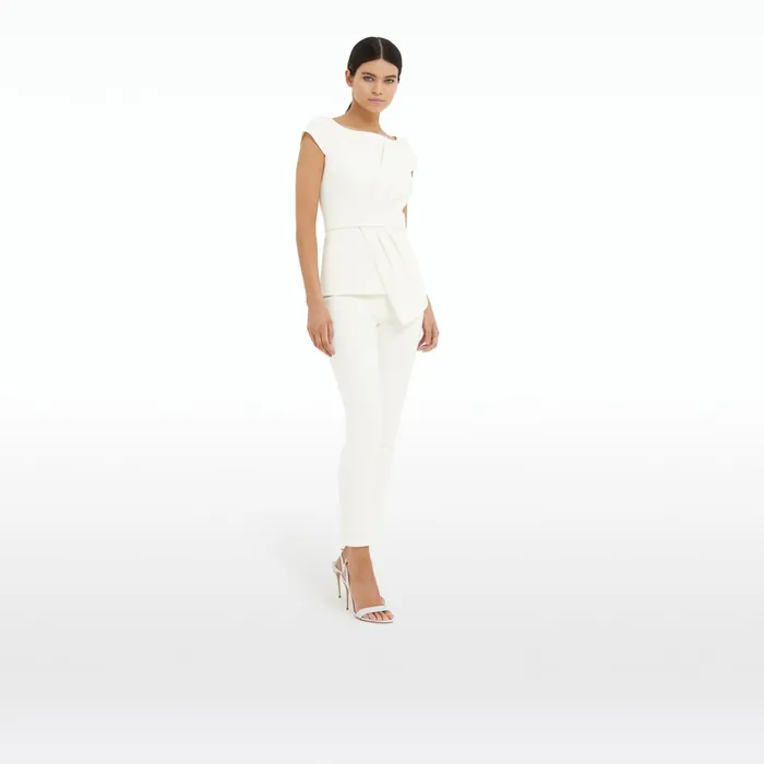 Safiyaa Adrianna Ivory Slim Trousers Women Trousers