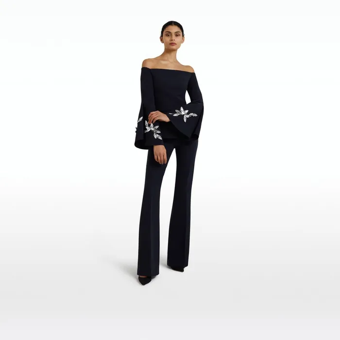 Safiyaa Alexa Midnight Navy Trousers Women Trousers