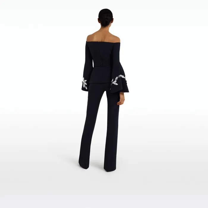 Safiyaa Alexa Midnight Navy Trousers Women Trousers