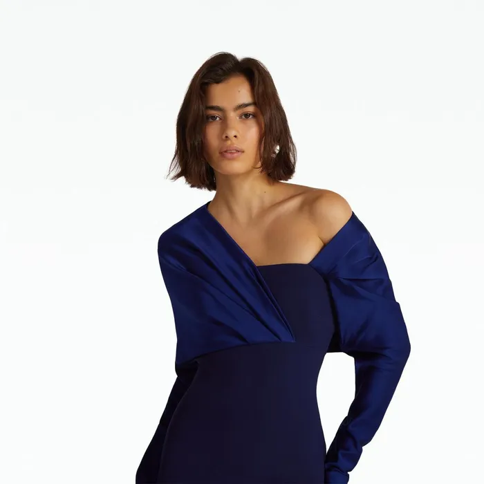 Safiyaa Alix Azurite Blue Midi Dress Women Dresses