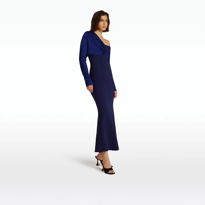 Safiyaa Alix Azurite Blue Midi Dress Women Dresses
