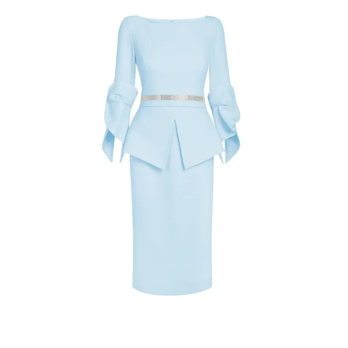 Safiyaa Alondra Pale Blue Midi Dress Women Dresses