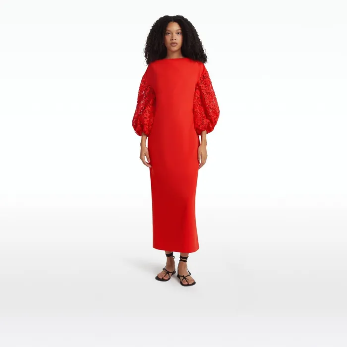 Safiyaa Amiee Lacquer Red Midi Dress Women Dresses