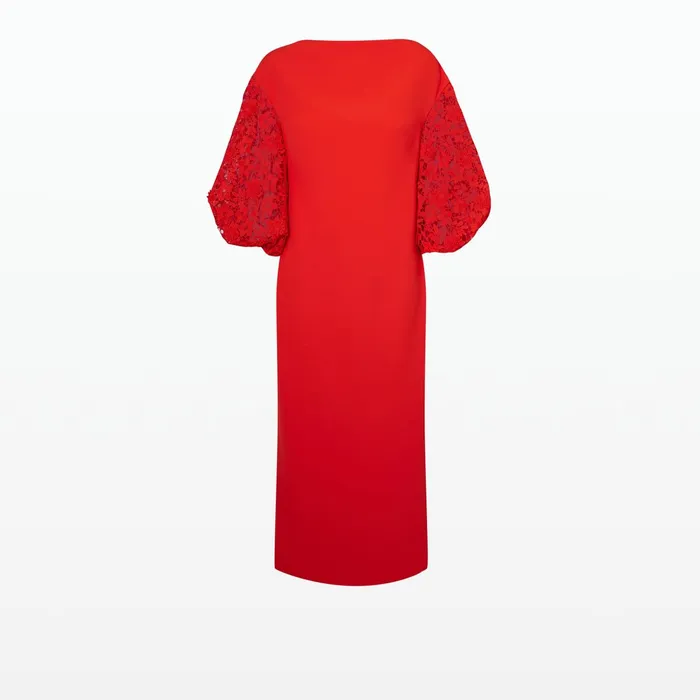 Safiyaa Amiee Lacquer Red Midi Dress Women Dresses