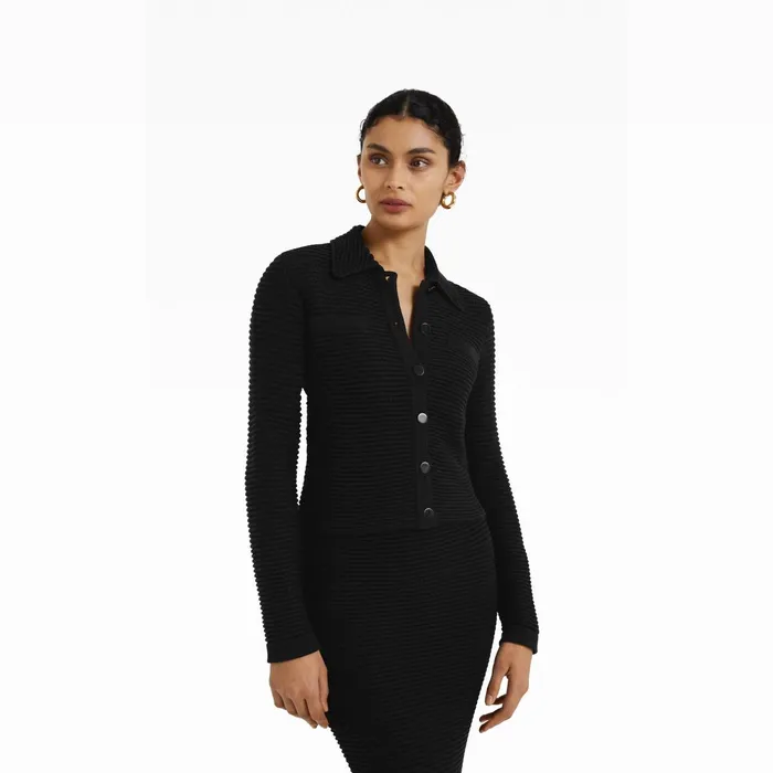 Safiyaa Artemis Black Crochet Jacket Women Knitwear