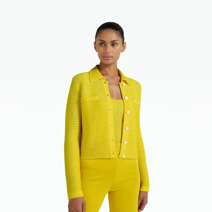Safiyaa Artemis Canary Crochet Jacket Women Knitwear