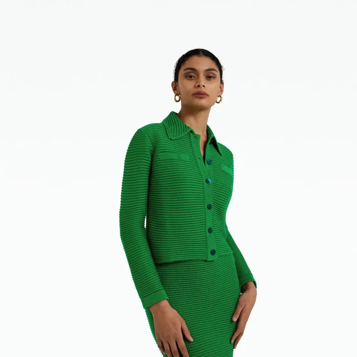 Safiyaa Artemis Emerald Crochet Jacket Women Knitwear