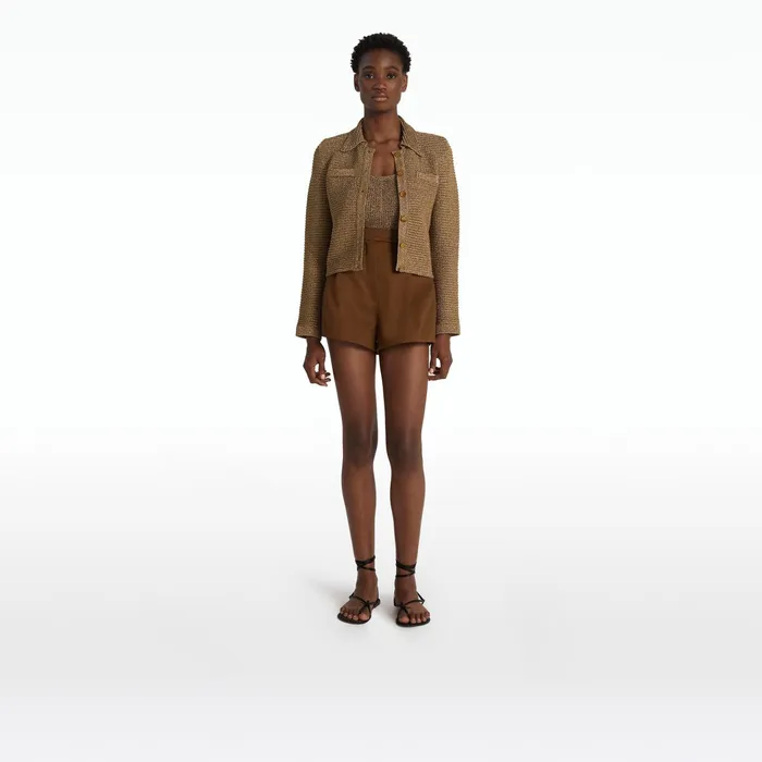 Safiyaa Artemis Gold Knit Jacket Women Knitwear