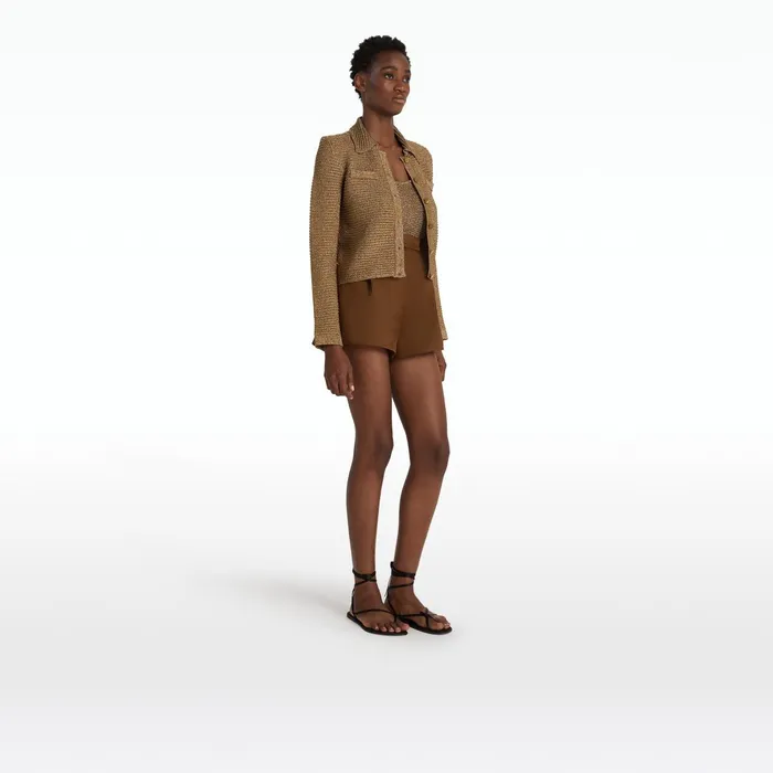 Safiyaa Artemis Gold Knit Jacket Women Knitwear