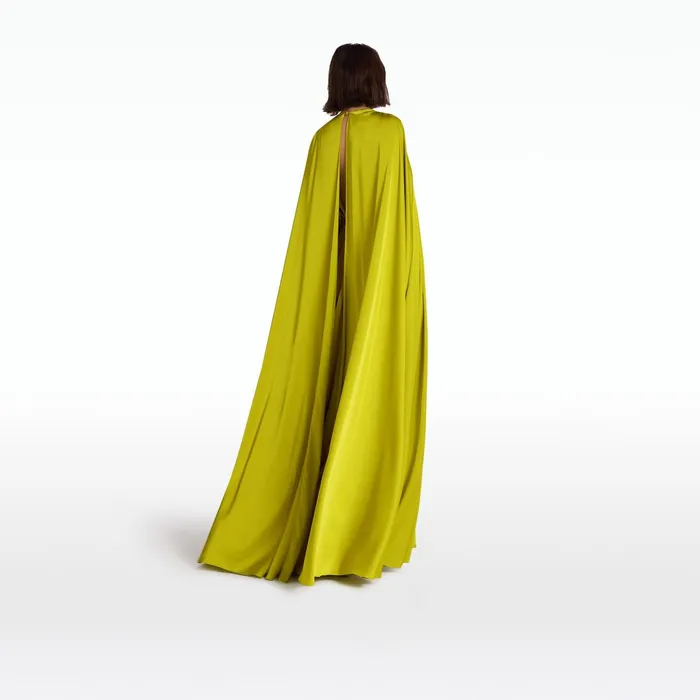 Safiyaa Bianca Chartreuse Long Dress Women Capes Harnesses
