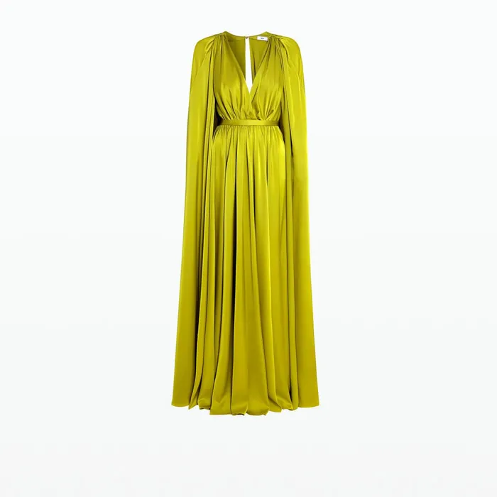 Safiyaa Bianca Chartreuse Long Dress Women Capes Harnesses