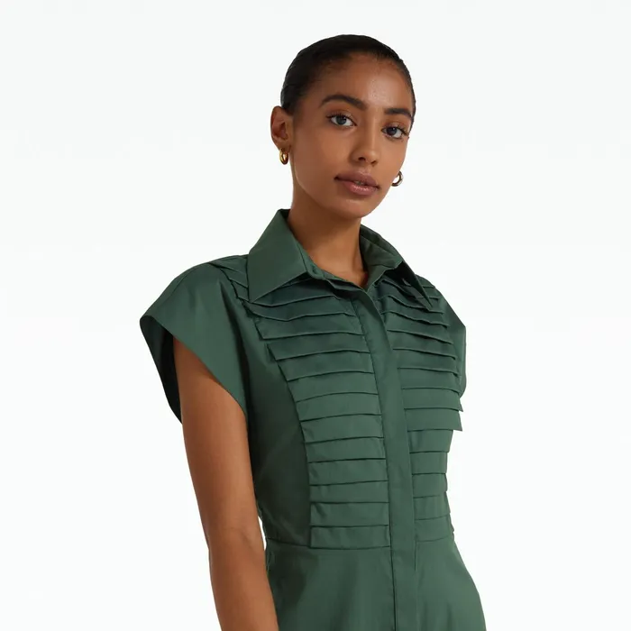 Safiyaa Blisse Moss Green Midi Dress Women Dresses