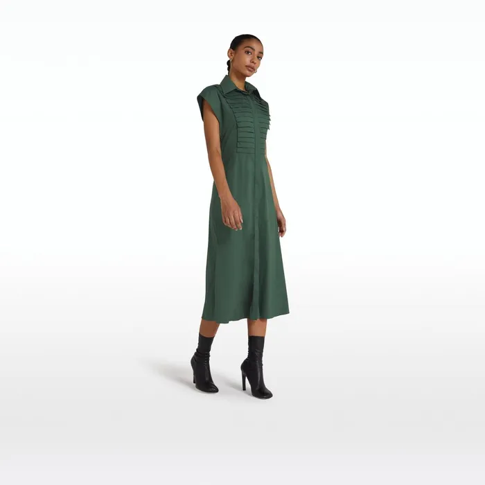 Safiyaa Blisse Moss Green Midi Dress Women Dresses