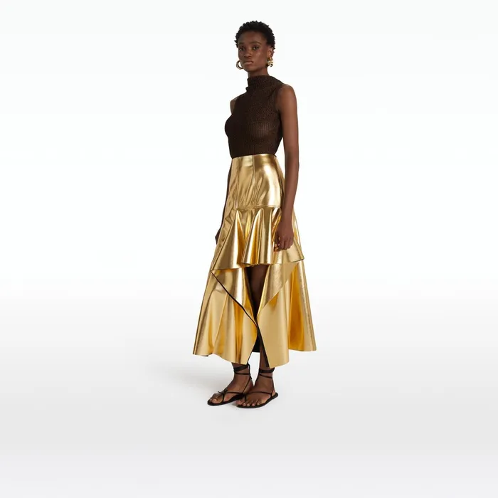 Safiyaa Cairo Gold Skirt Women Skirts