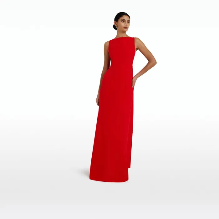 Safiyaa Celestia Cherry Red Long Dress Women Dresses