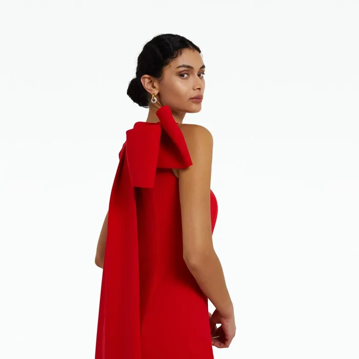 Safiyaa Celestia Cherry Red Long Dress Women Dresses