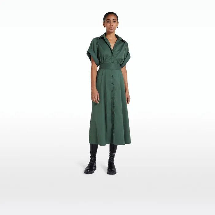 Safiyaa Cezanne Moss Green Midi Dress Women Dresses