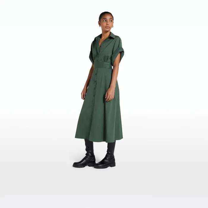 Safiyaa Cezanne Moss Green Midi Dress Women Dresses