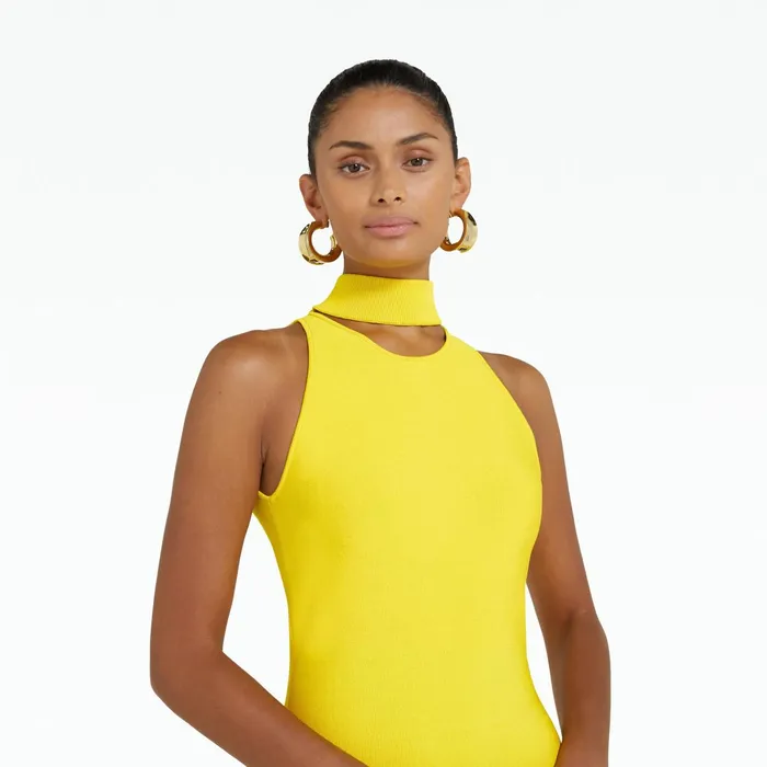 Safiyaa Chasca Canary Knit Midi Dress Women Dresses