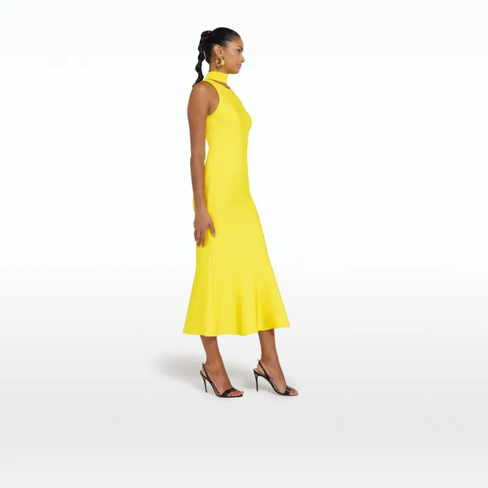 Safiyaa Chasca Canary Knit Midi Dress Women Dresses