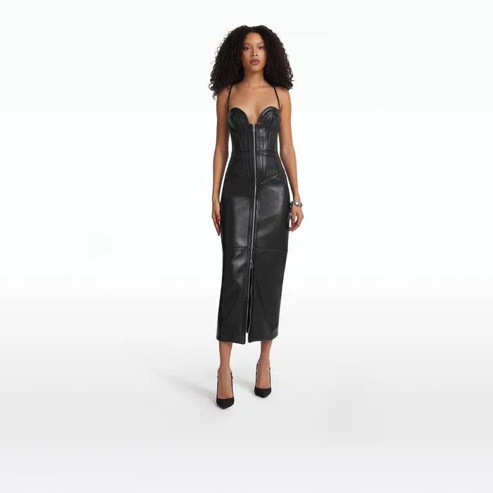Safiyaa Chelle Black Midi Dress Women Dresses