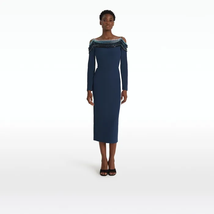 Safiyaa Christiana Moonlit Ocean Midi Dress Women Dresses