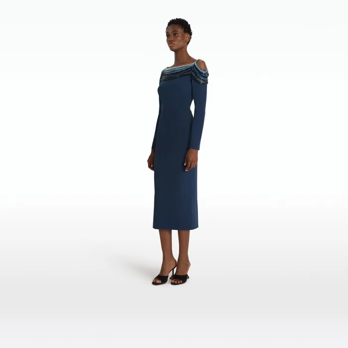 Safiyaa Christiana Moonlit Ocean Midi Dress Women Dresses