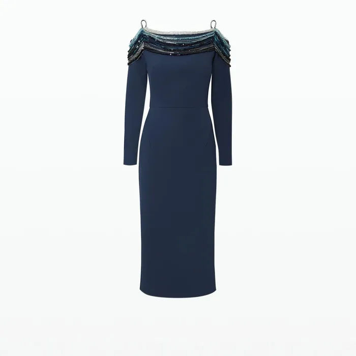 Safiyaa Christiana Moonlit Ocean Midi Dress Women Dresses