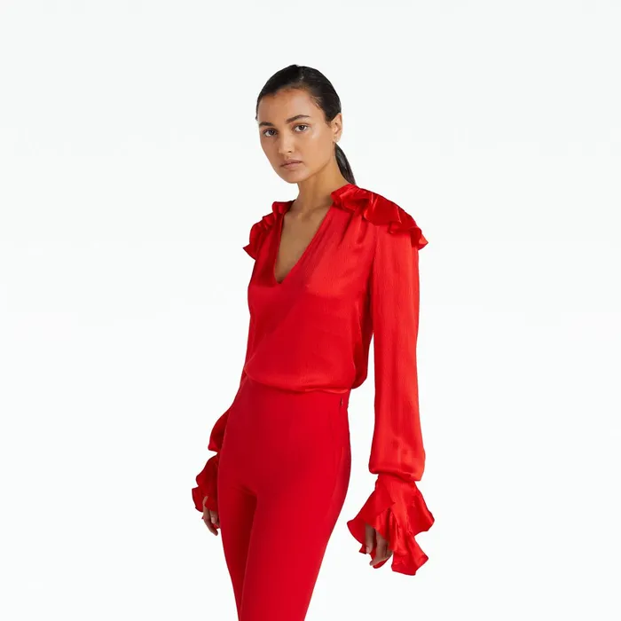 Safiyaa Constanza Cherry Red Top Women Tops