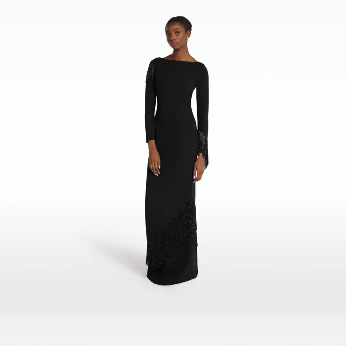 Safiyaa Costella Black Long Dress Women Dresses