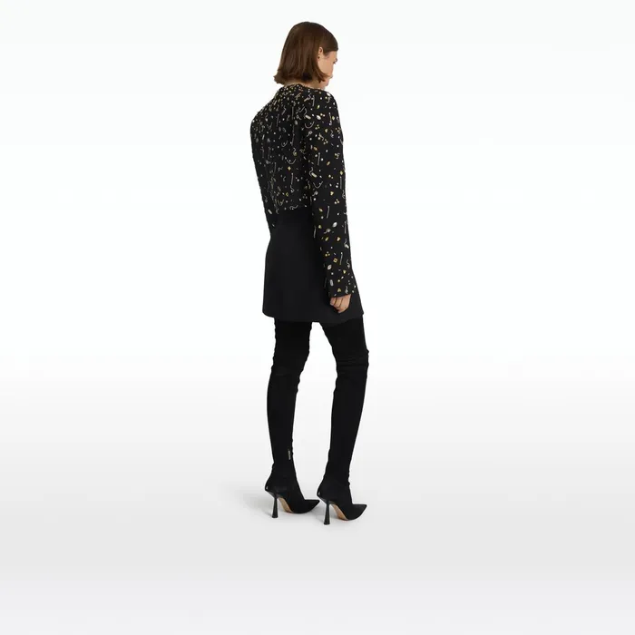 Safiyaa Crainelle Black and Celestial Scatter Embroidery Jacket Women Jackets Coats